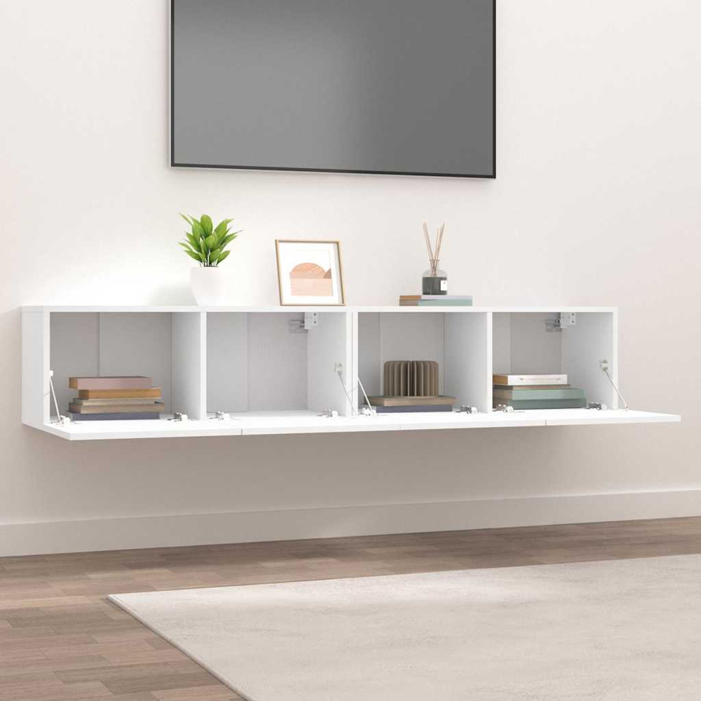 vidaXL 2 Door White Wall Mounted TV Cabinet Set of 2 Image 1