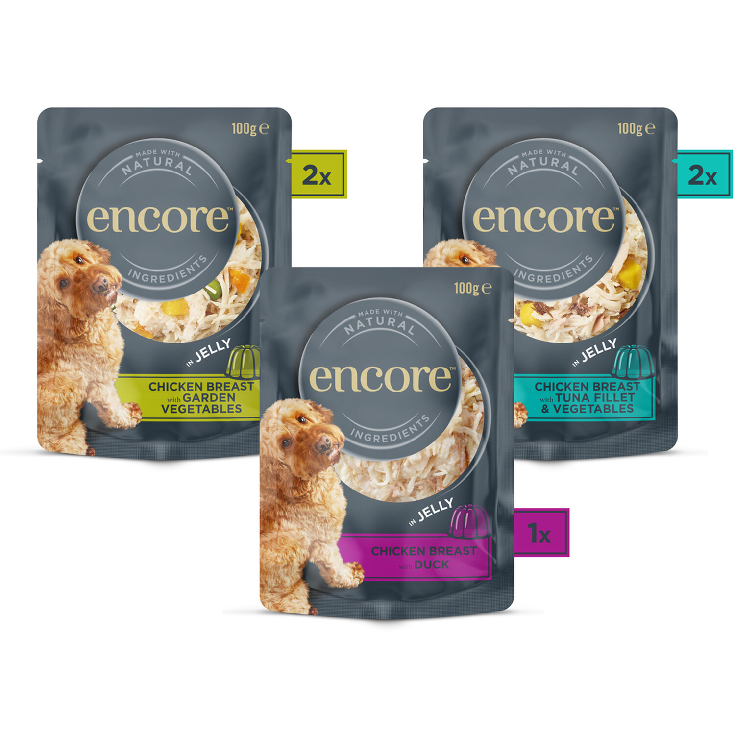 Encore Finest Selection Wet Dog Food Pouches in Jelly Image 1