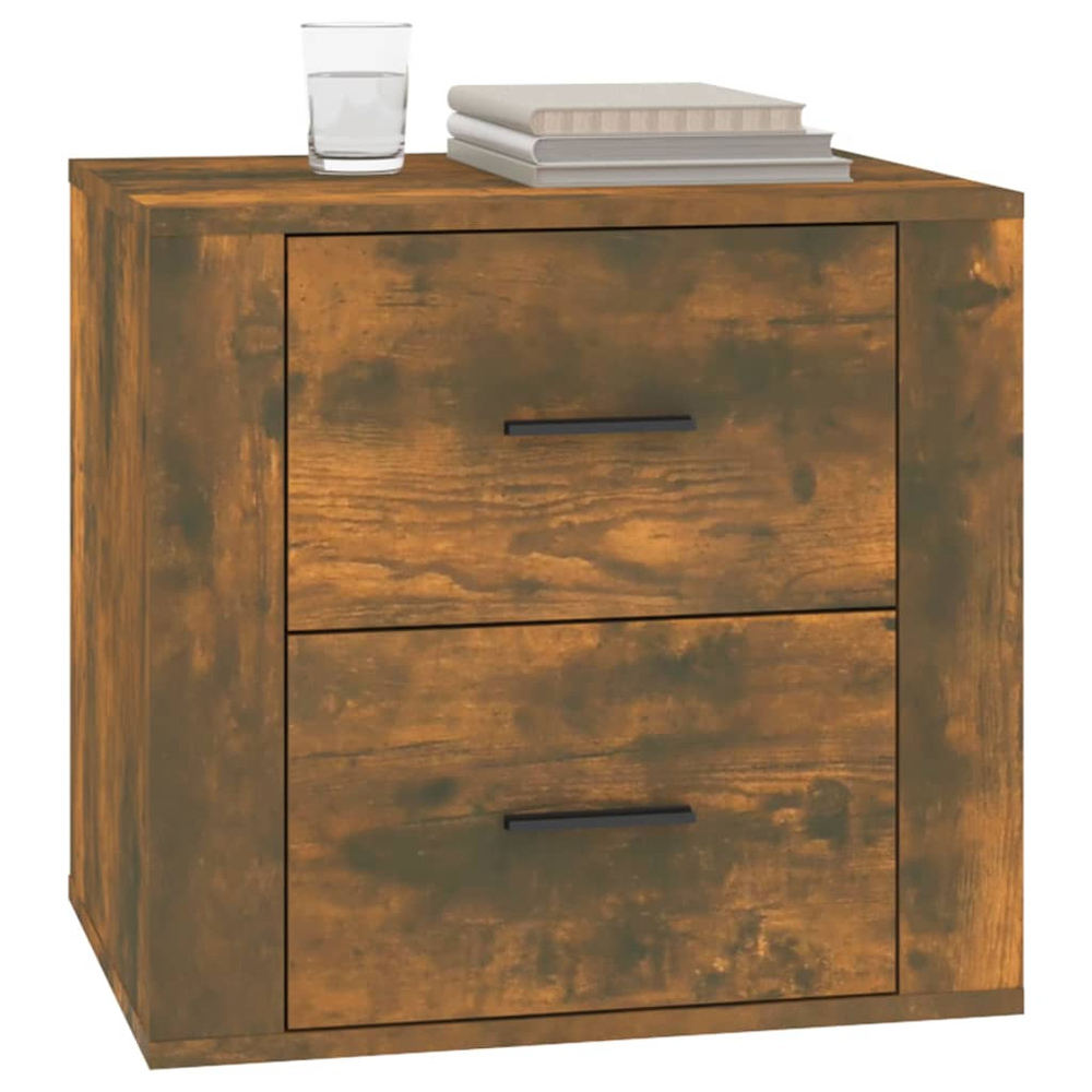 vidaXL 2 Drawer Smoked Oak Wooden Bedside Cabinet Image 4
