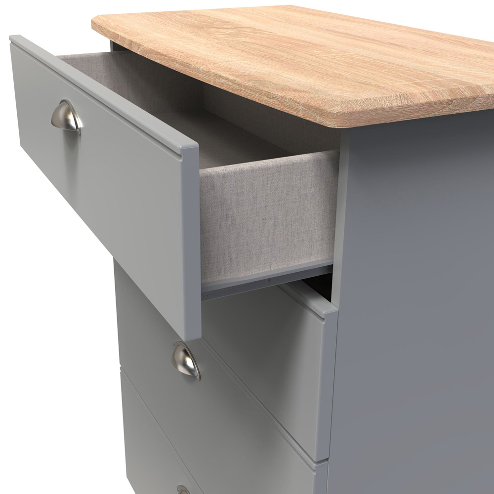 Crowndale Victoria 4 Drawer Dusk Grey and Oak Chest of Drawers Image 6