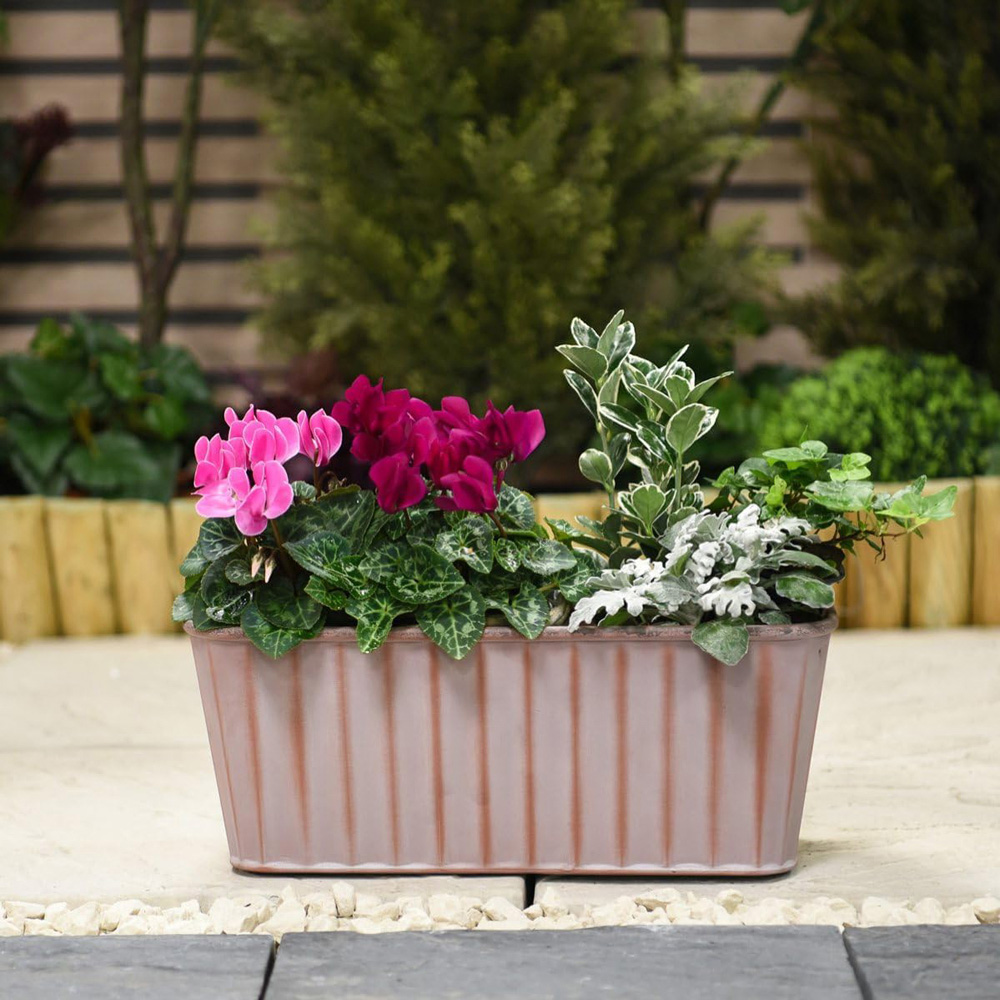 Garden Gear Effect Rust Trough Metal Planter 38cm 3 Pack Image 2