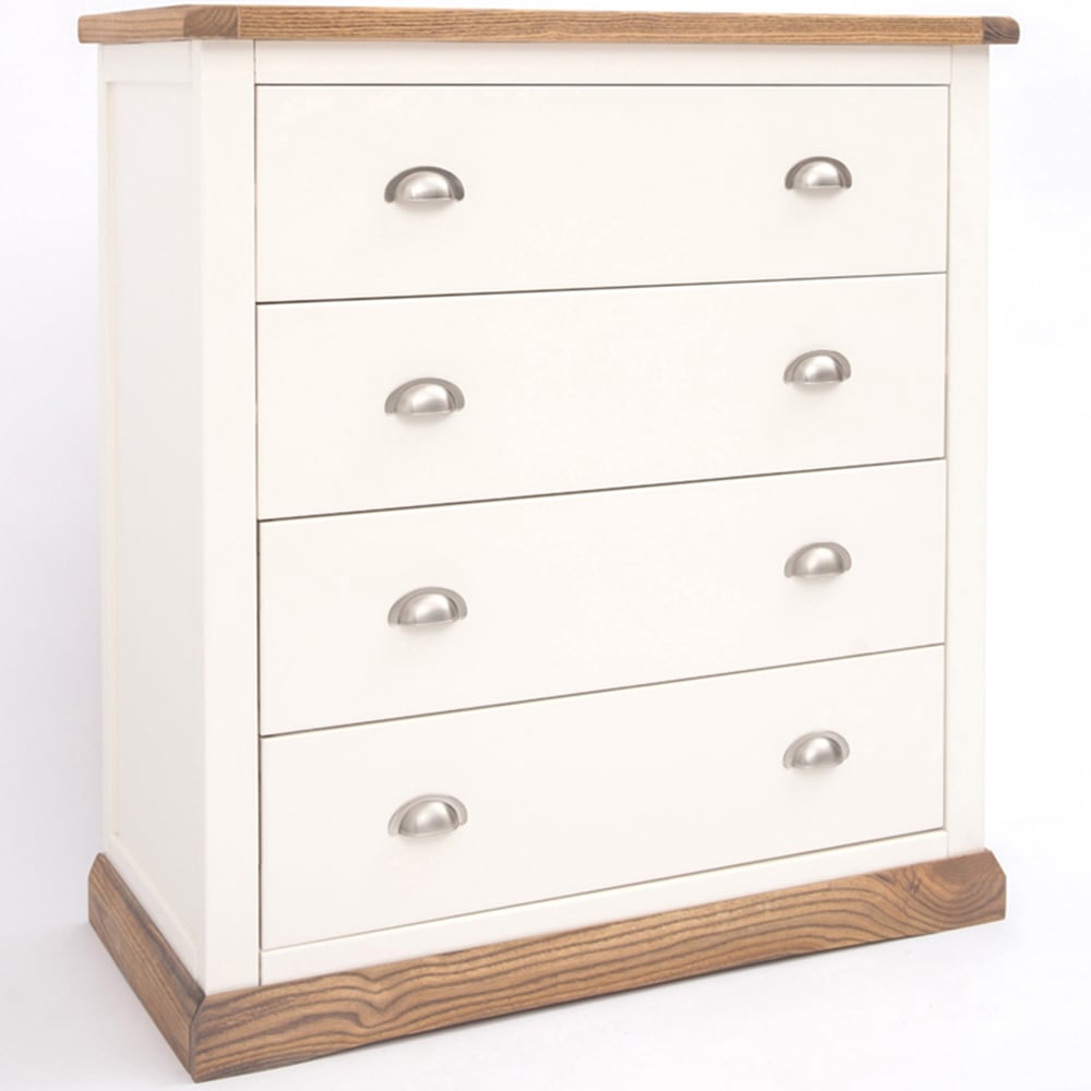 Tropea 4 Drawer Off White Chest of Drawers with Chrome Cup Handles Image 3