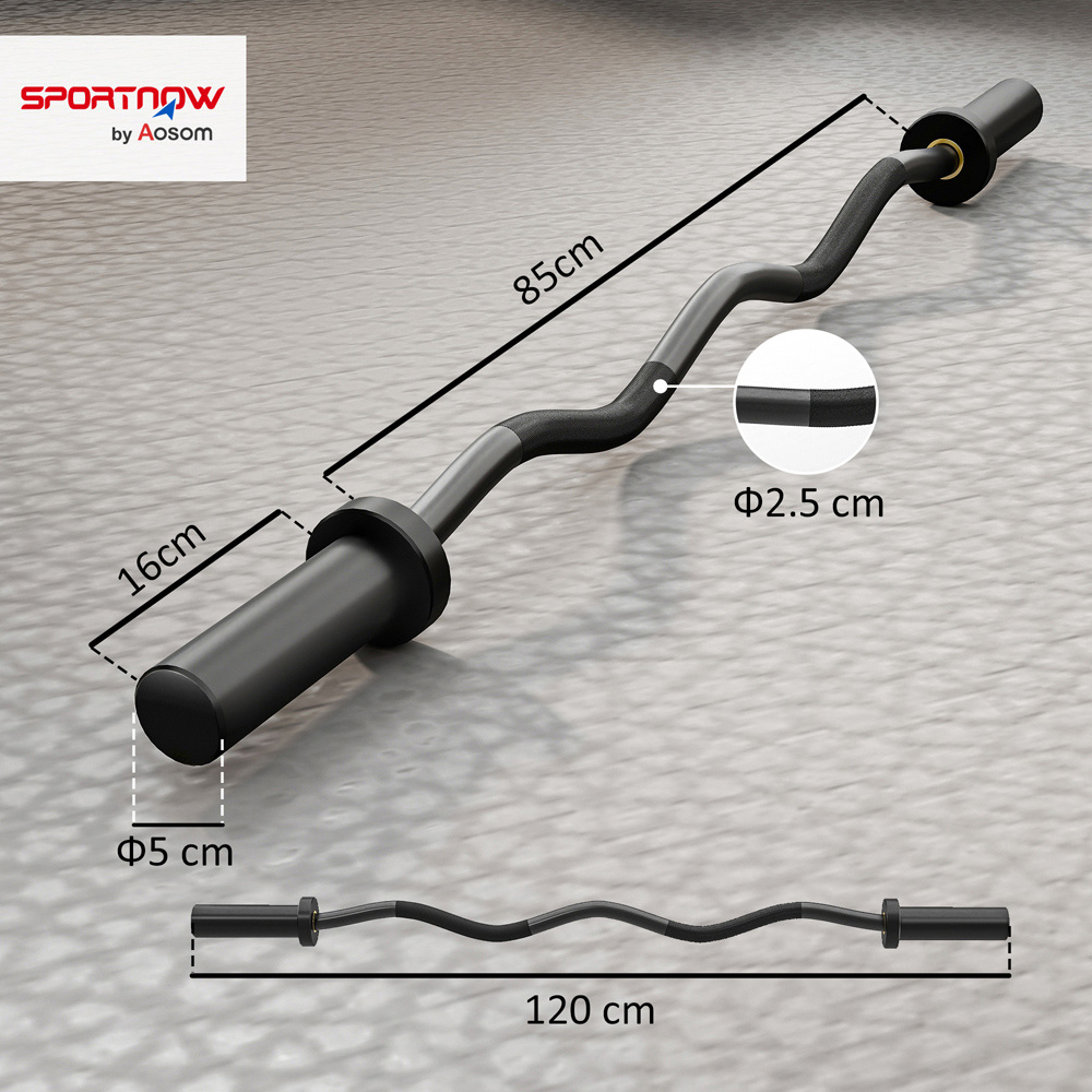 SPORTNOW Olympic Black EZ Curl Bar 122cm Image 9