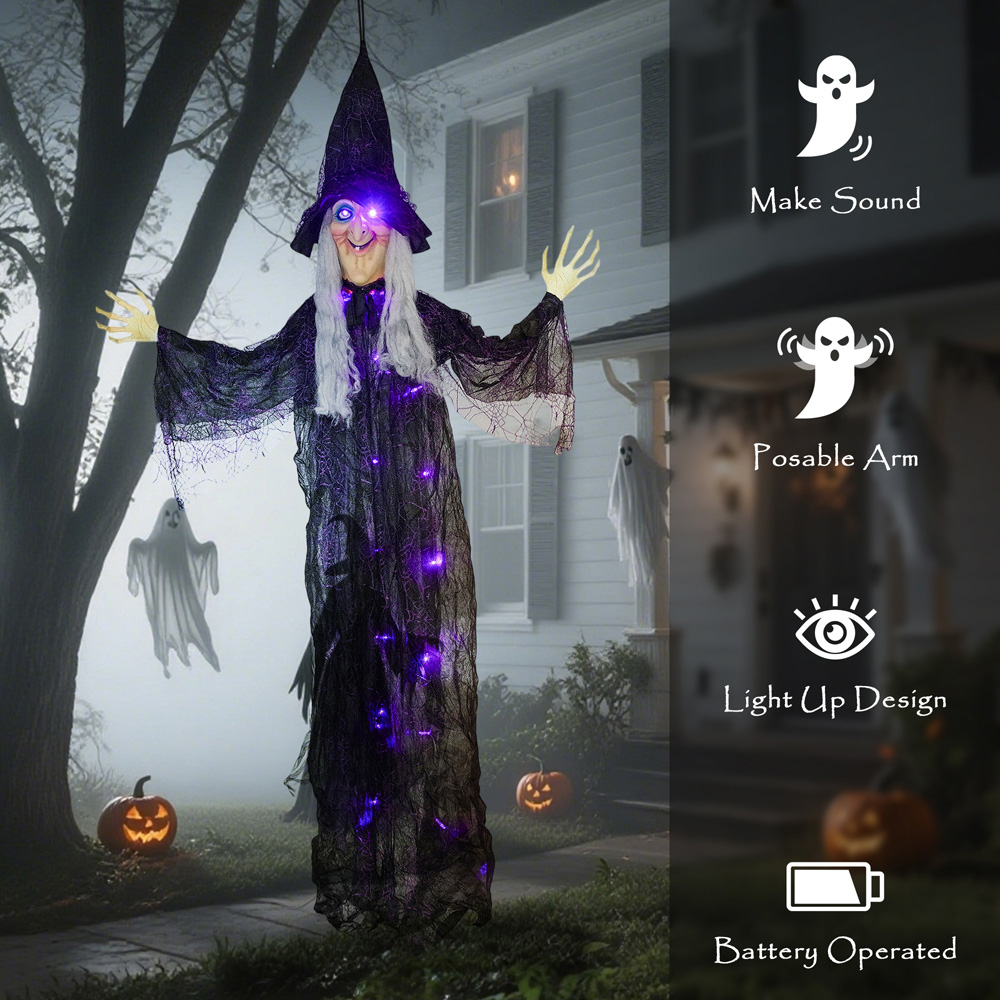 Outsunny Voice Activated Animatronics Witch Halloween Decoration 6ft Image 7