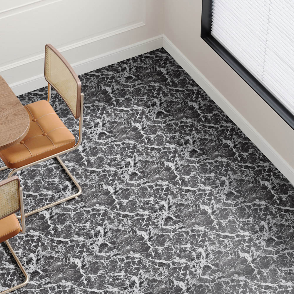 Living and Home Marble Pattern Dark Green Peel and Stick PVC Flooring Tile 10 Pack Image 7