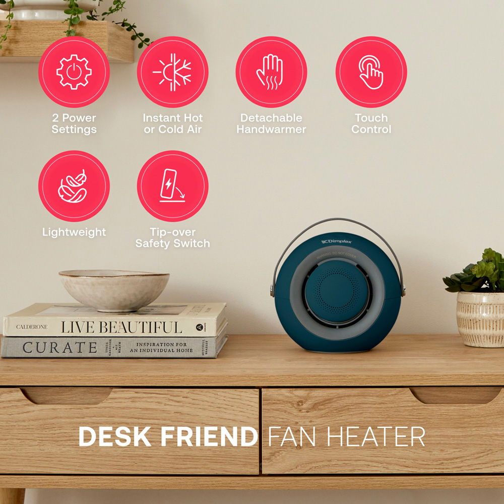 Dimplex Desk Friend Blue Personal Fan Heater with Detachable Handwarmer 400W Image 8