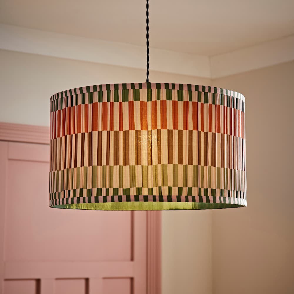 ValueLights Rae Natural Stripe Pleated Large Ceiling Drum Lamp Shade Image 3