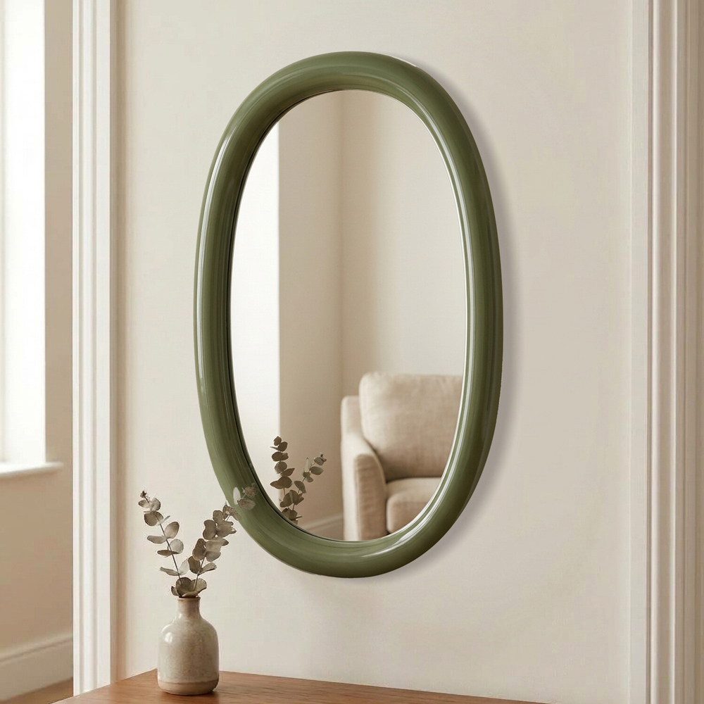 Oval Mirror Olive Image 2