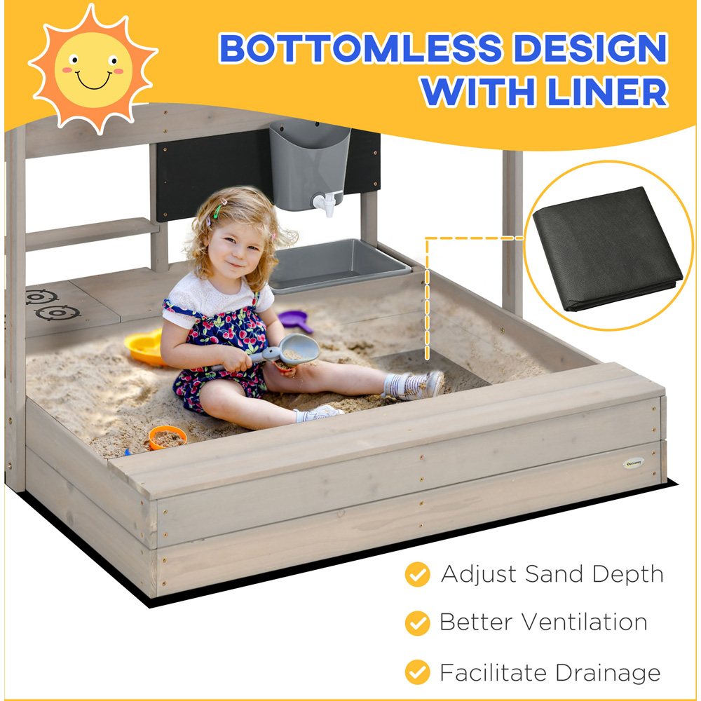 Outsunny Kids Wooden Sandbox with Canopy Image 6