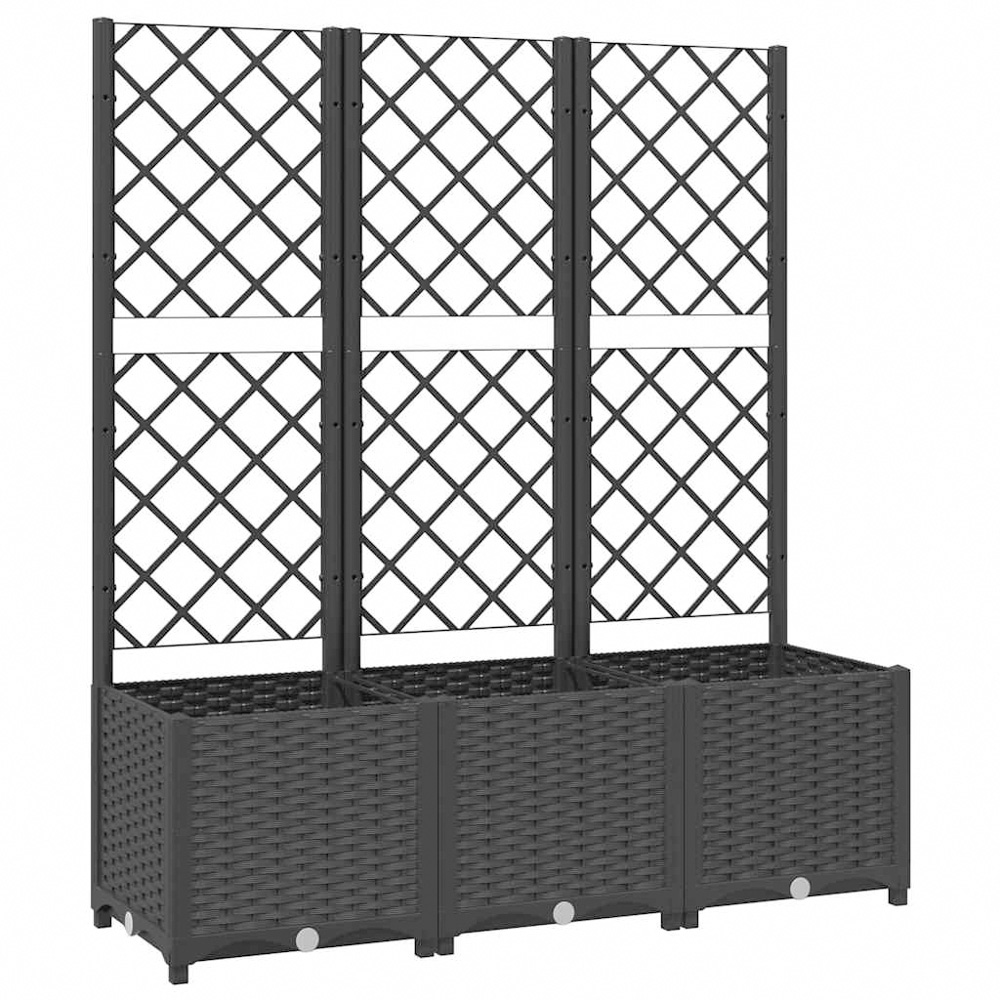 vidaXL Black Plastic Garden Planter with Trellis 120 x 40 x 136cm Image 1