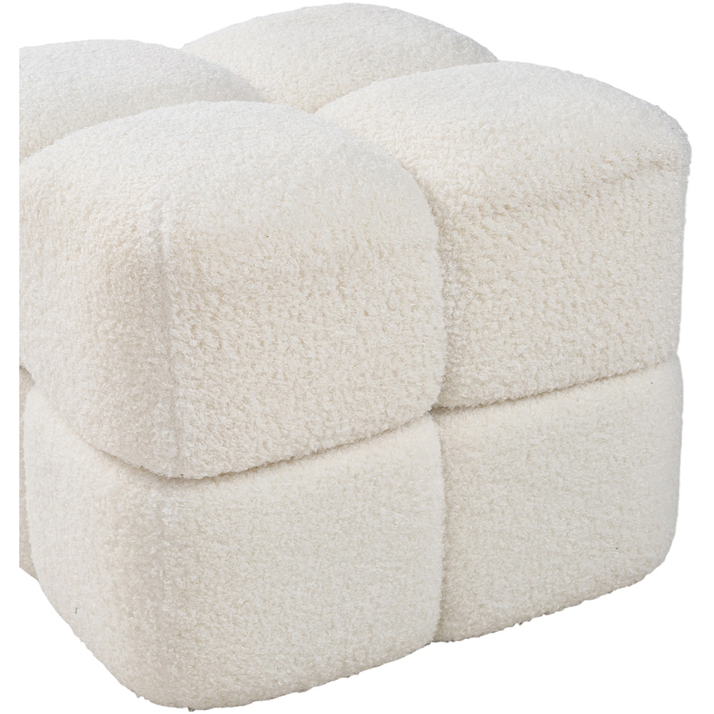 Living and Home White Teddy Fleece Segmented Storage Ottoman with Lift-Up Lid Image 5