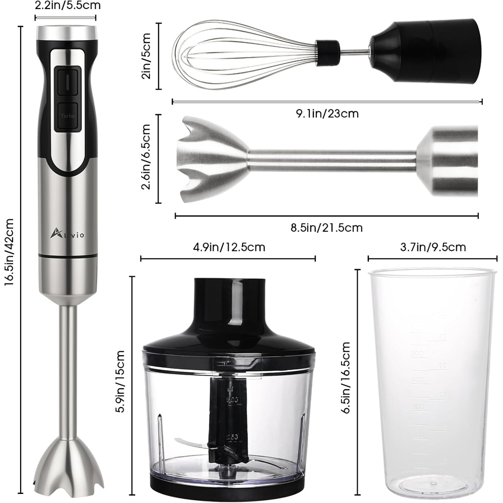 Alivio 3-in-1 Hand Blender with Variable Speed and Turbo Whisk 600W Image 9