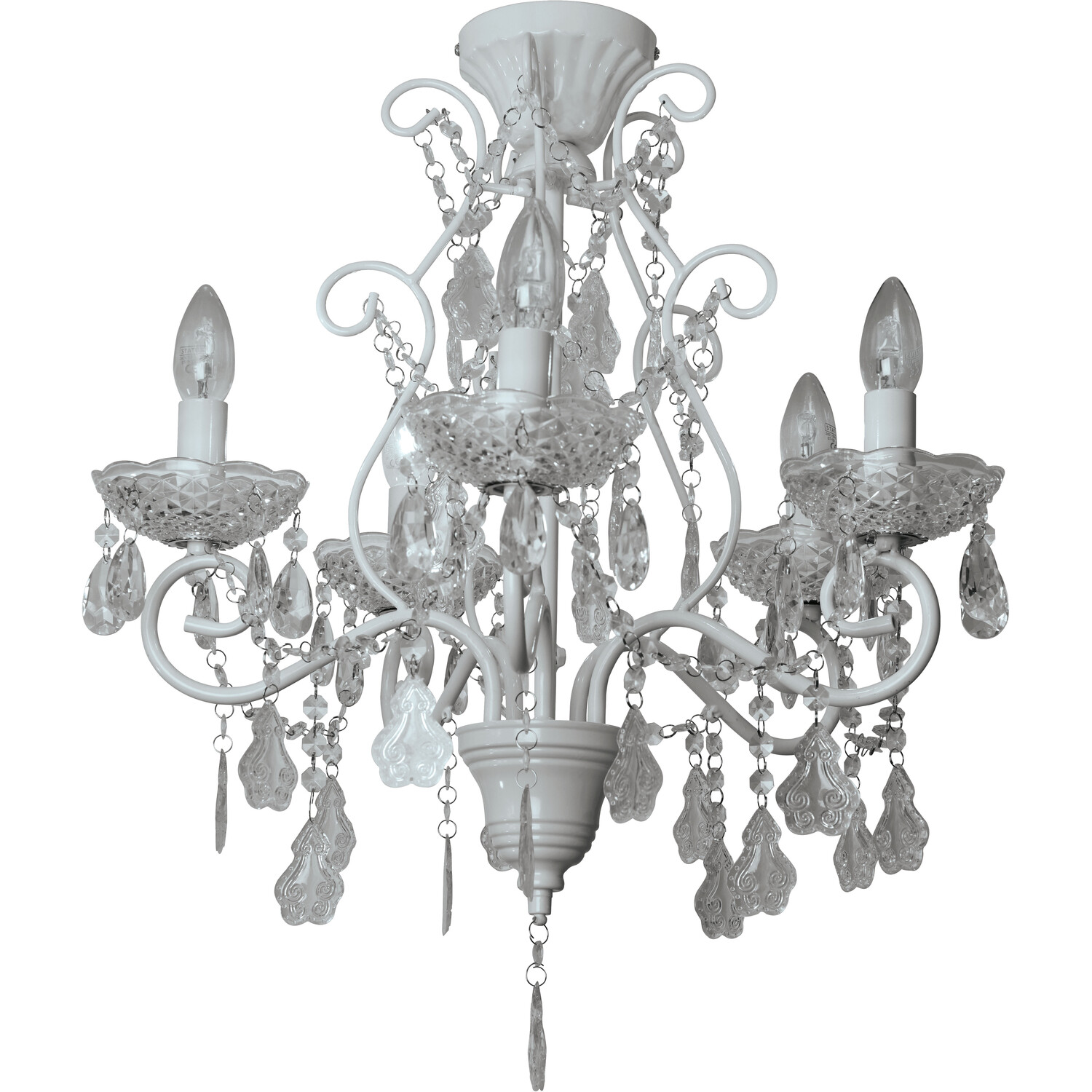 White Antiqued Jewelled Ceiling Chandelier Image 1