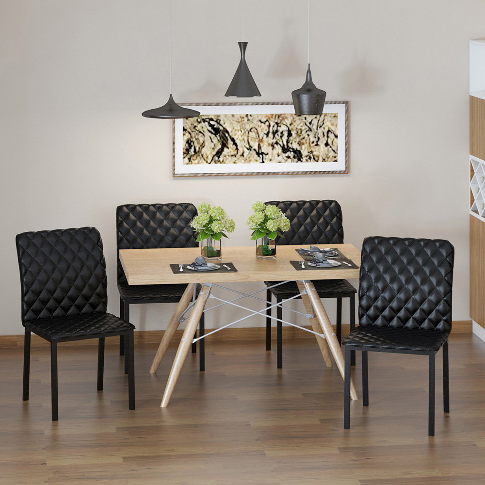 Portland Set of 4 Black Faux Leather Dining Chair Image 1