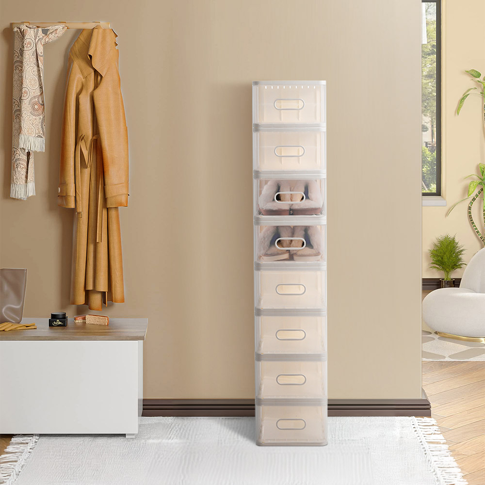 H&O Direct 8 Tier Transparent Shoe Storage Box Image 2