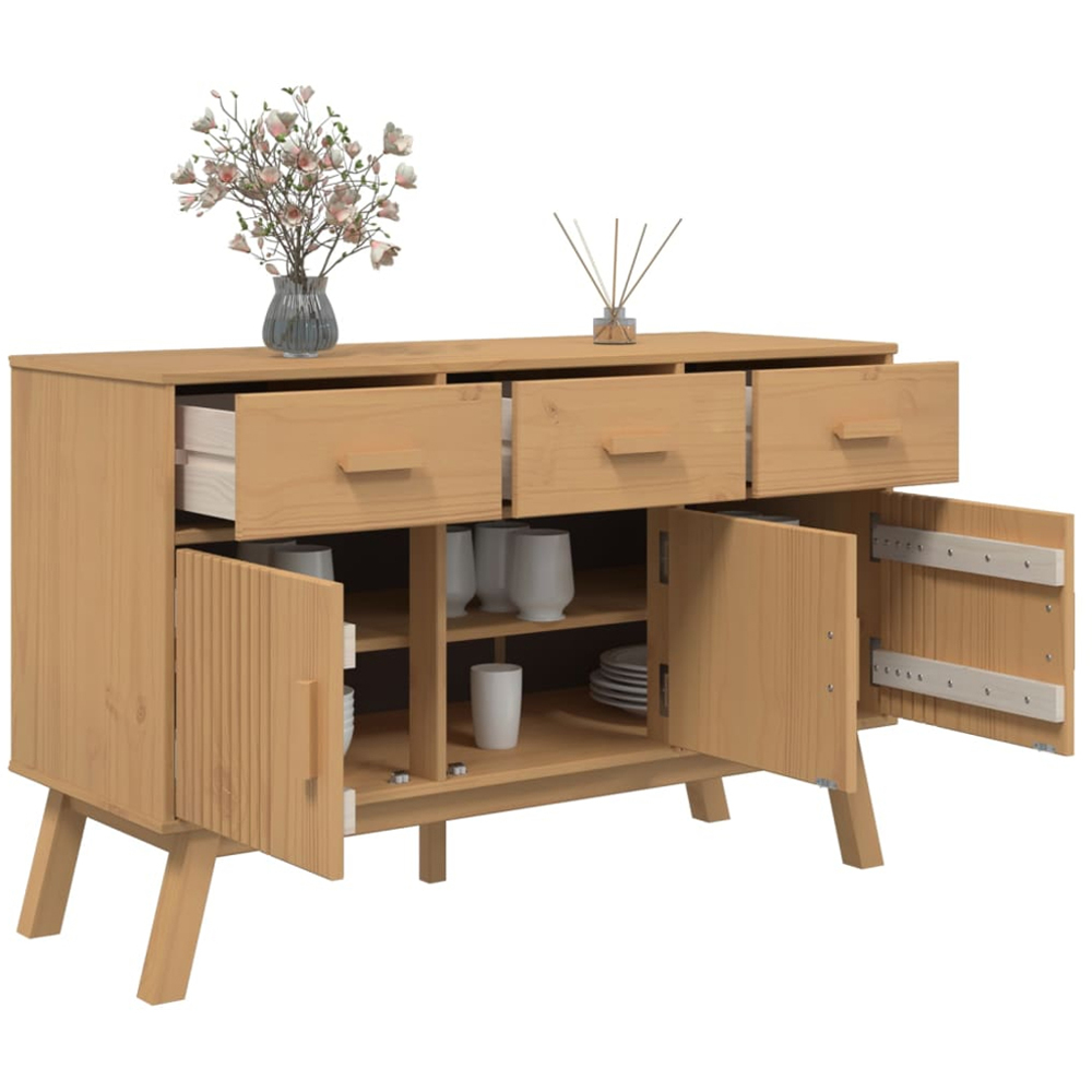vidaXL Olden 3 Door 3 Drawer Brown Solid Pine Wood Sideboard Image 6