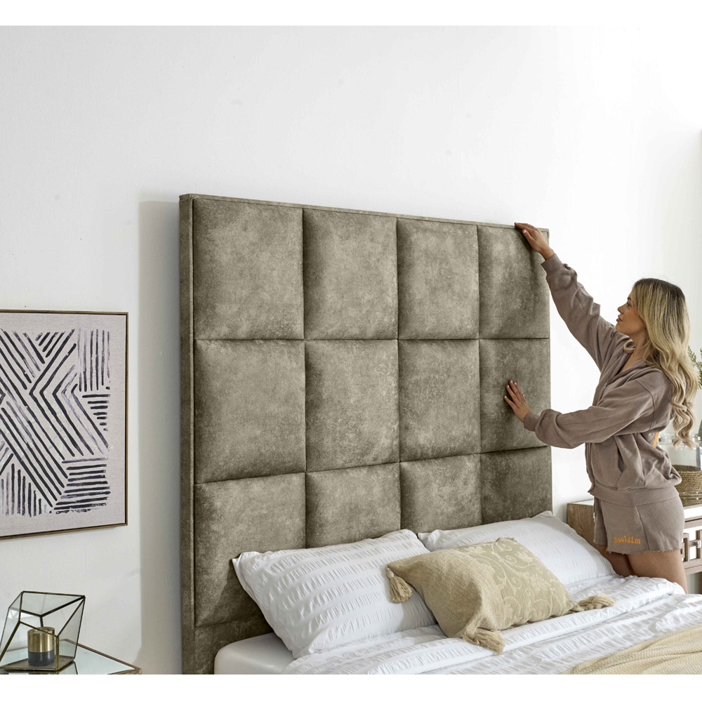 Eleganza Madelyn King Size Pearl Oakland Fabric Bed Frame Image 2