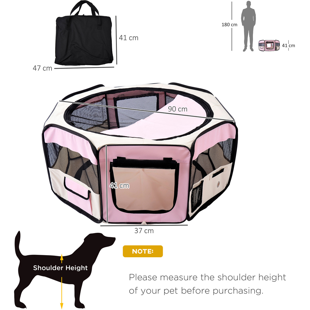PawHut Pink and Cream Fabric Pet Playpen Image 7