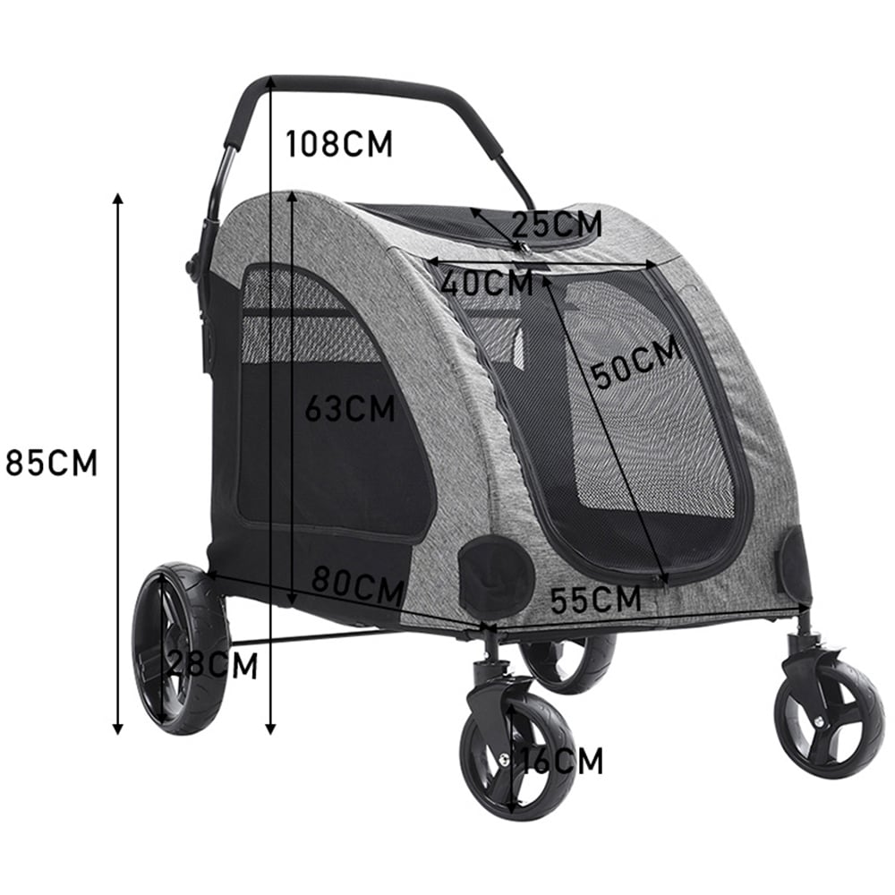 H&O Direct Collapsible Grey Pet Stroller Image 4