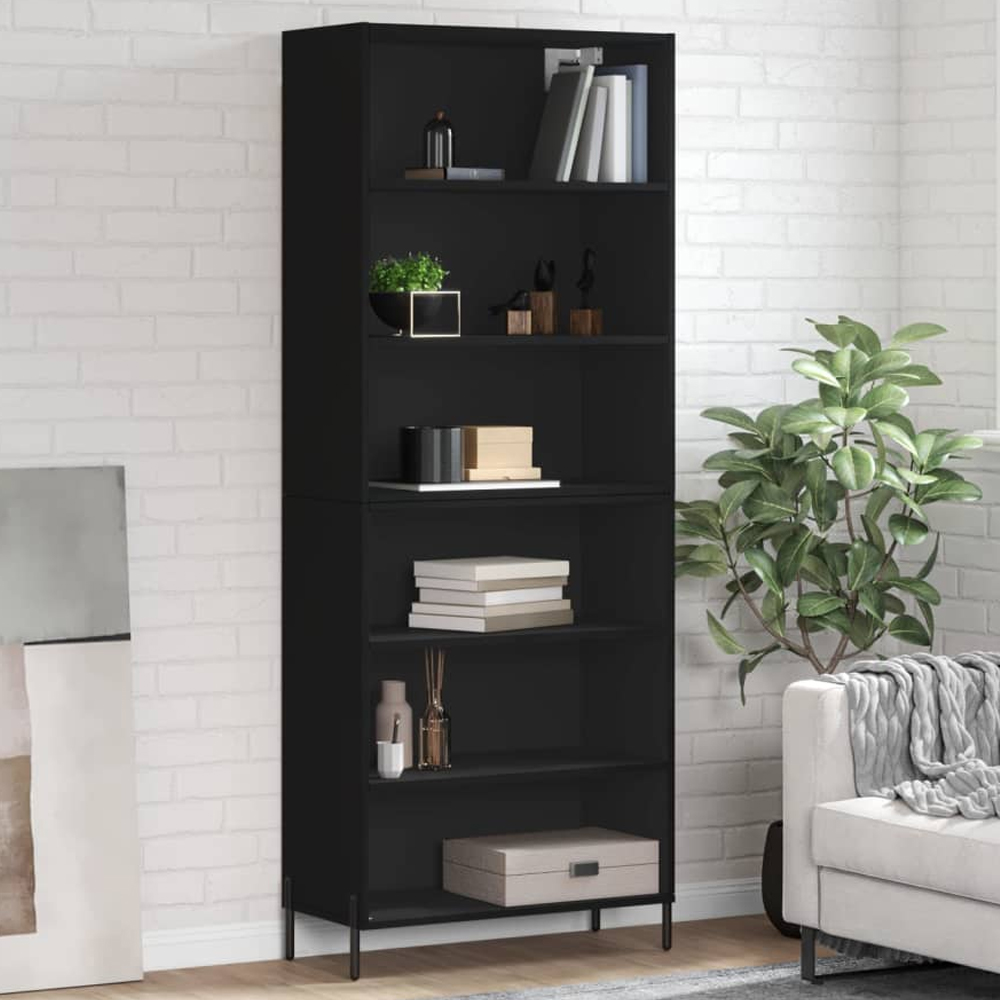 vidaXL 6 Shelf Black Highboard Image 1