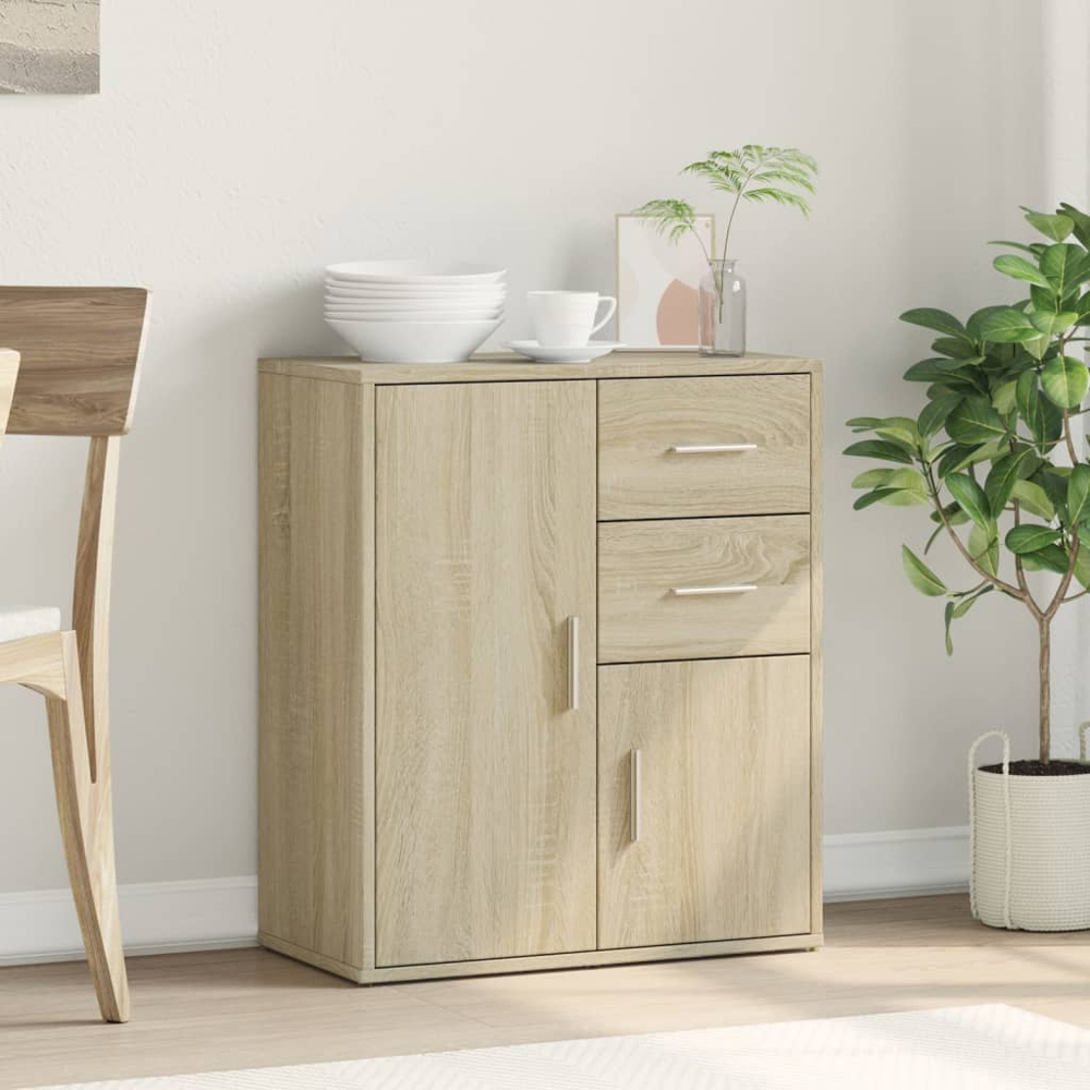 vidaXL 2 Door 2 Drawer Sonoma Oak Sideboard Image 3