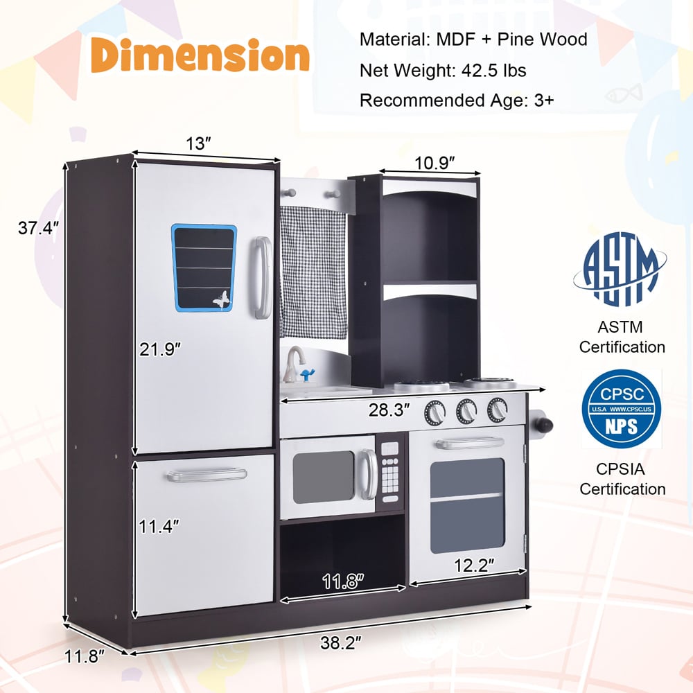 Costway Kids Wooden Kitchen Play Set Image 7