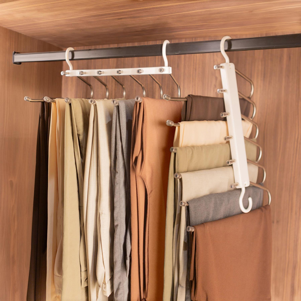 Harbour Housewares 6-in-1 White Space-Saving Trouser Hanger Image 5