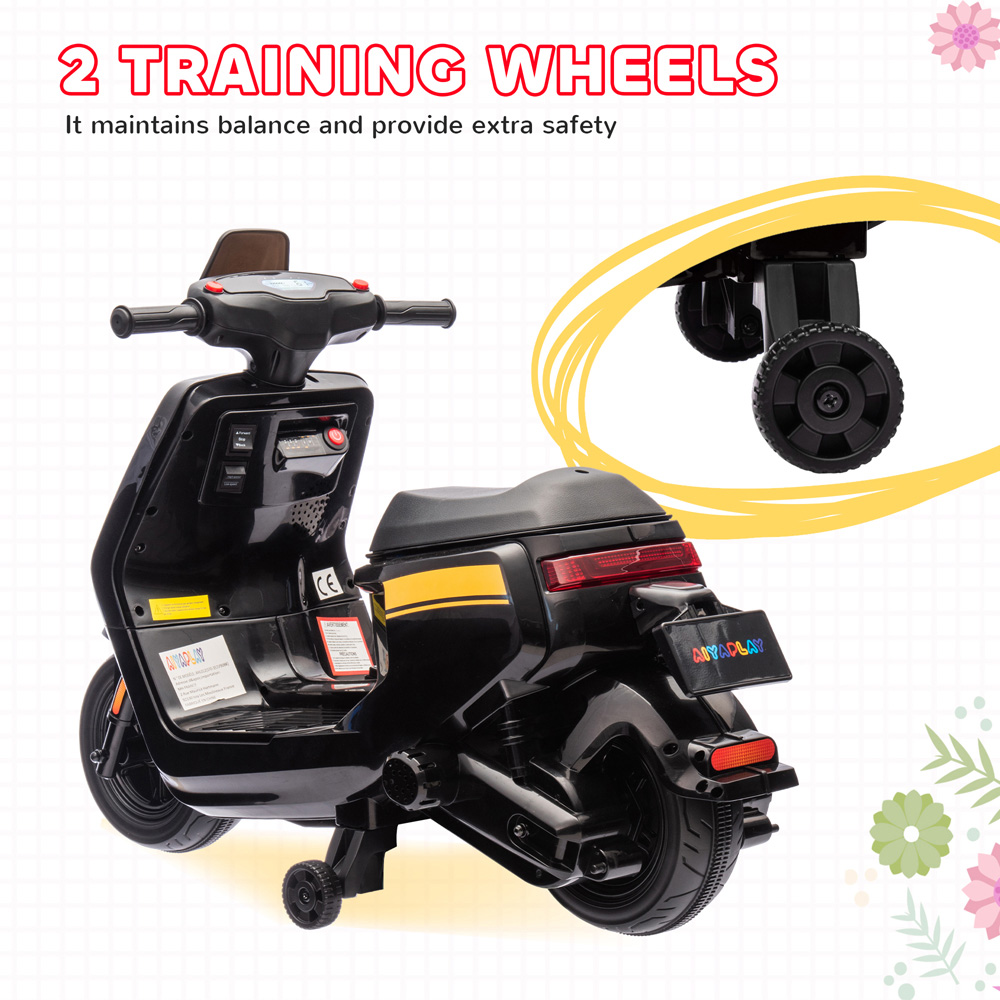 AIYAPLAY Black Kids Electric Motorbike with Headlight and Music Image 4