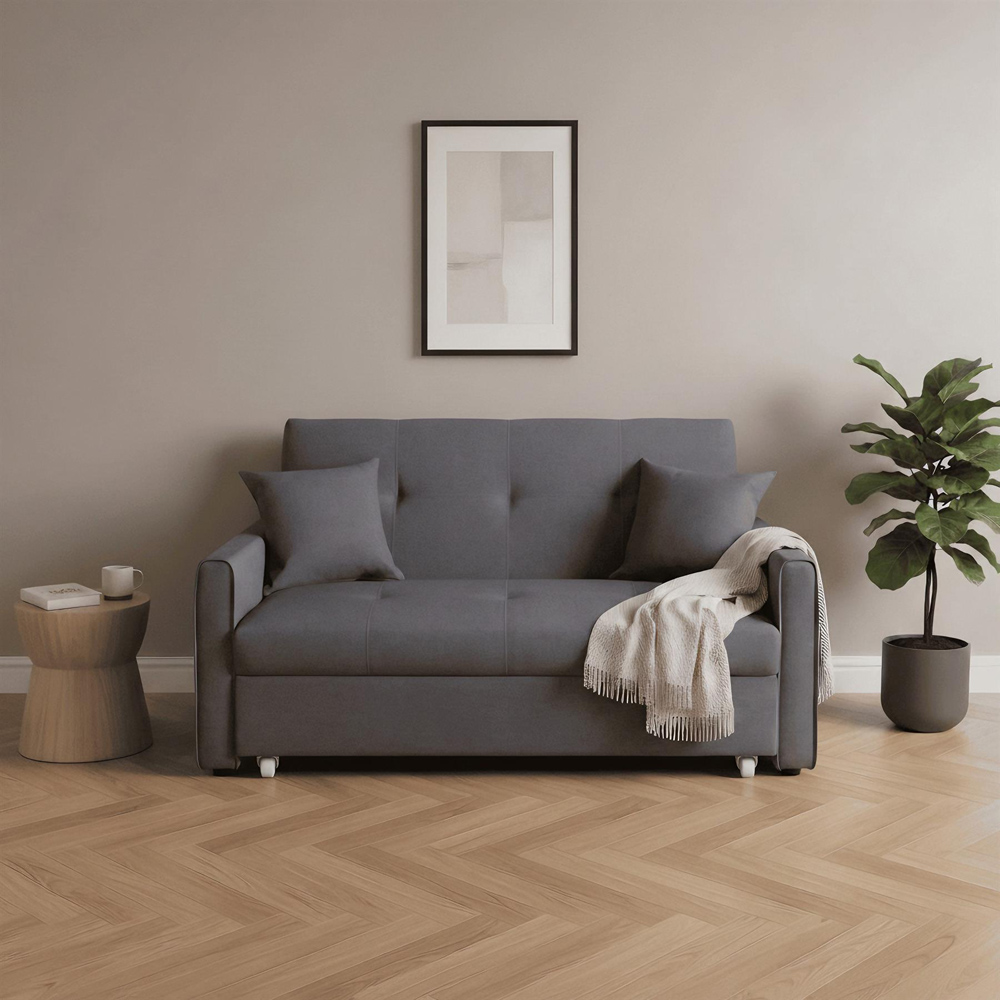 Home Source 2 Seater Dark Grey Sofa Bed Image 5