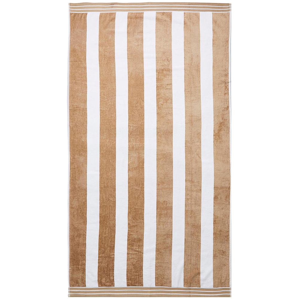 Allure Bath Fashions Jumbo Cabana Cotton Taupe Stripe Beach Towel Image 1