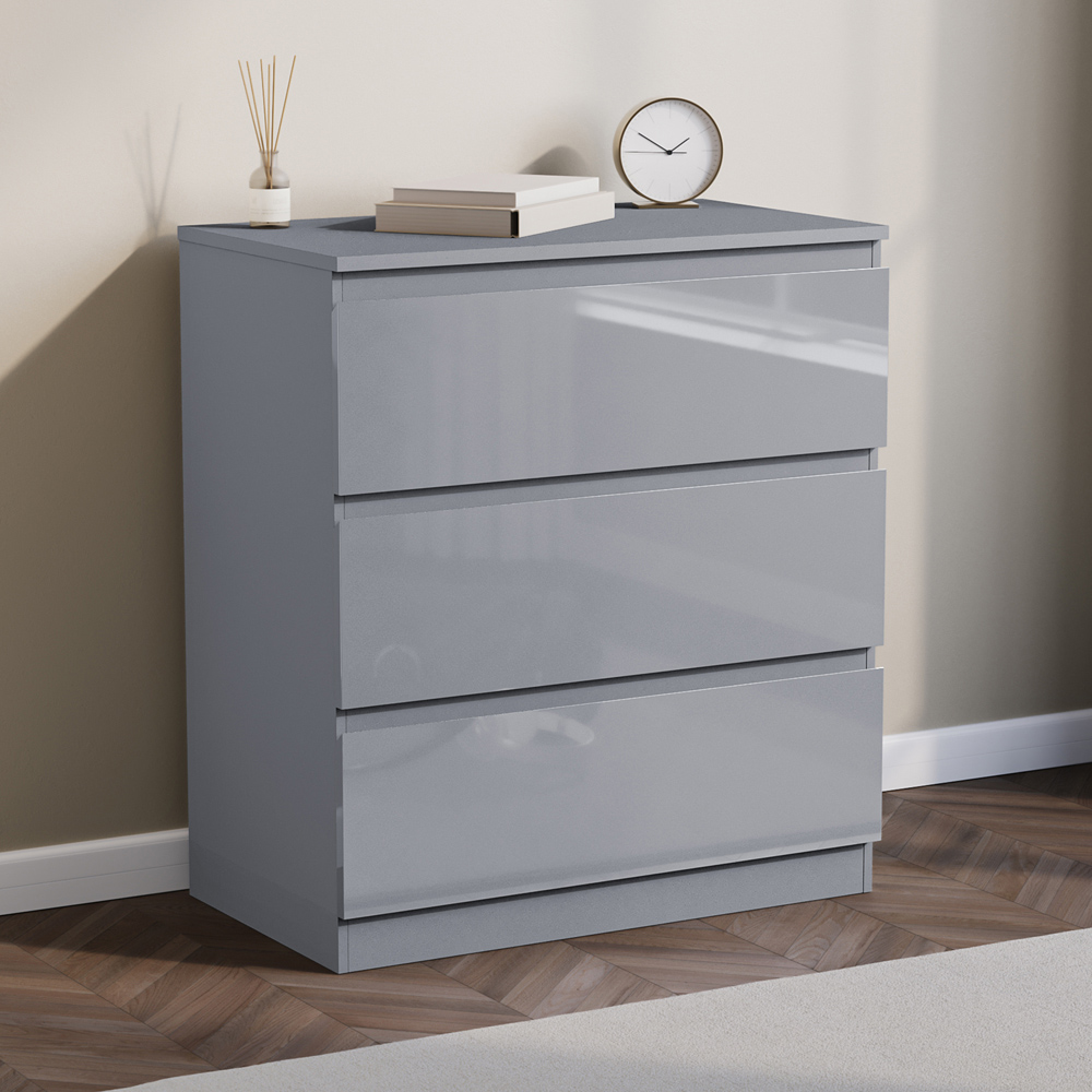 VIDA DESIGNS Glinton 3 Drawer Grey Chest of Drawers Image 5