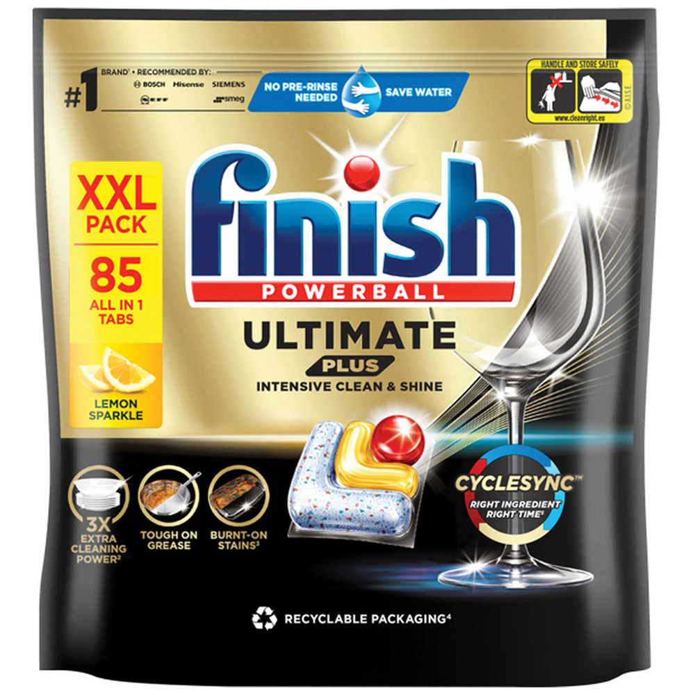 Finish Ultimate Plus Intensive Clean and Shine Lemon Dishwasher Tablets 85 Pack Image