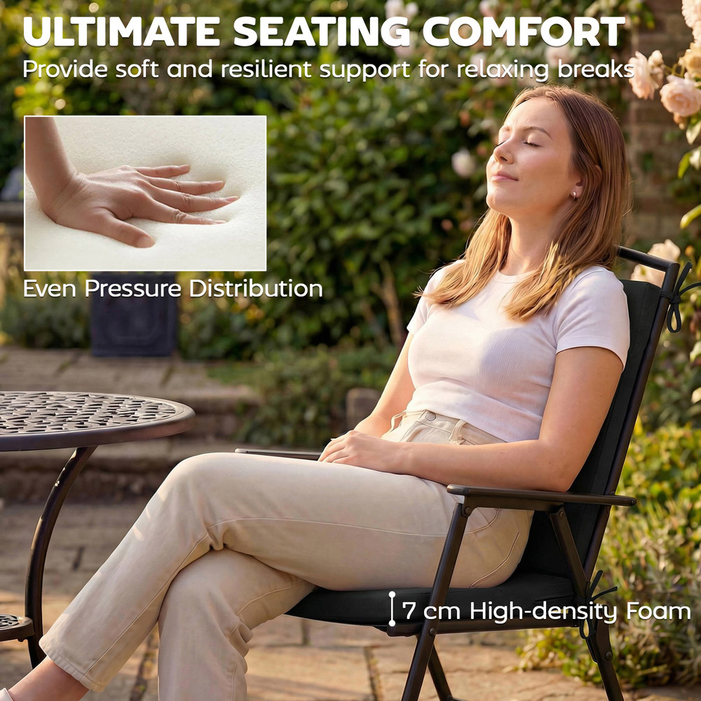 Outsunny Black Waterproof Garden Chair Cushion 50 x 50cm 2 Pack Image 4