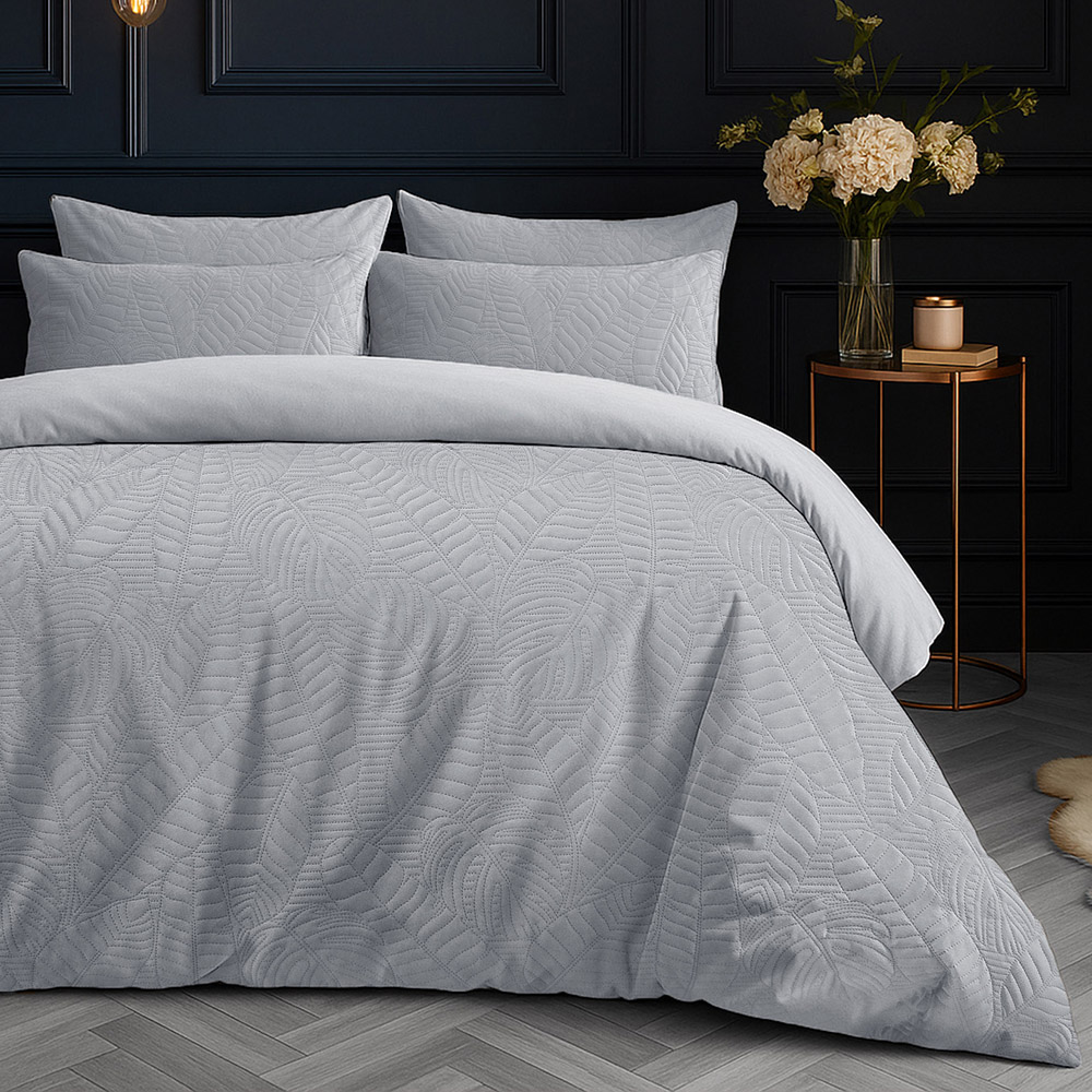 Velosso King Size Silver Savannah Velvet Duvet Set Image 1