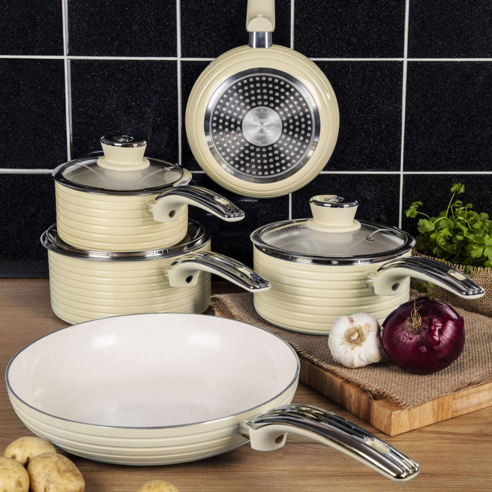 Swan Retro 5 Piece Cream Aluminium Pan Set Image 2