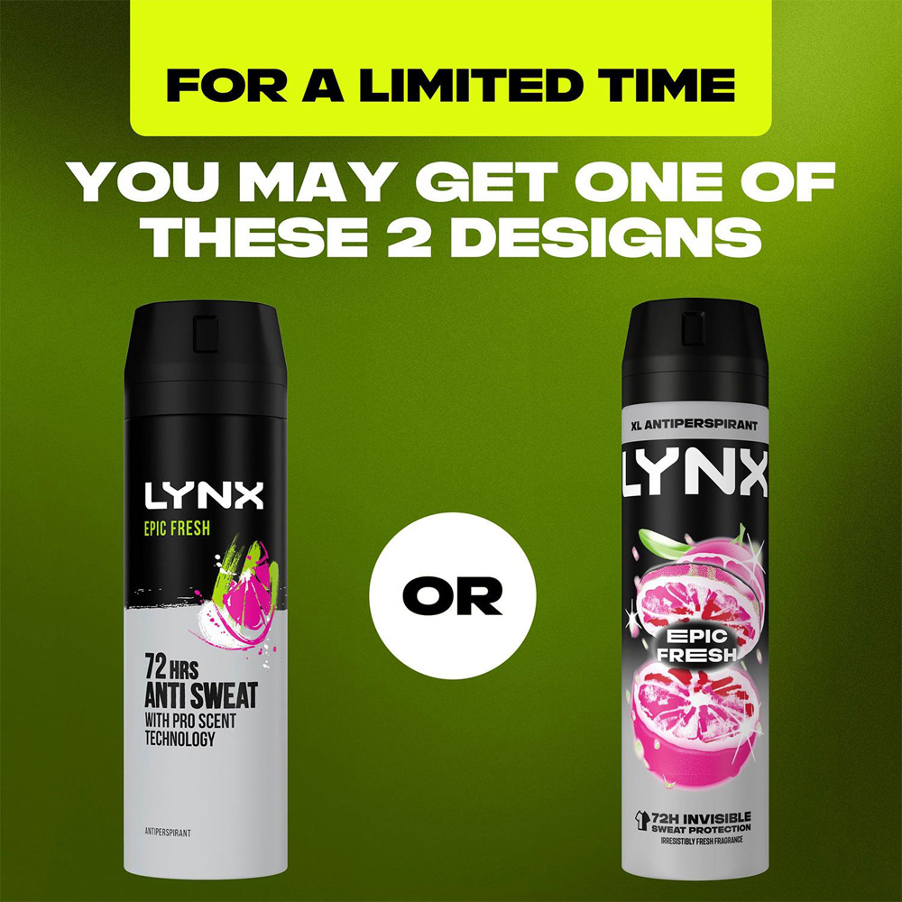 Lynx Epic Fresh Grapefruit and Tropical Pineapple Anti-Perspirant Deodorant Spray 200ml 3 Pack Image 6