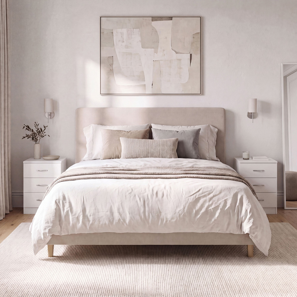 Vida Designs Riano 3 Drawer White Melamine Finish Bedside Table Set of 2 Image 4