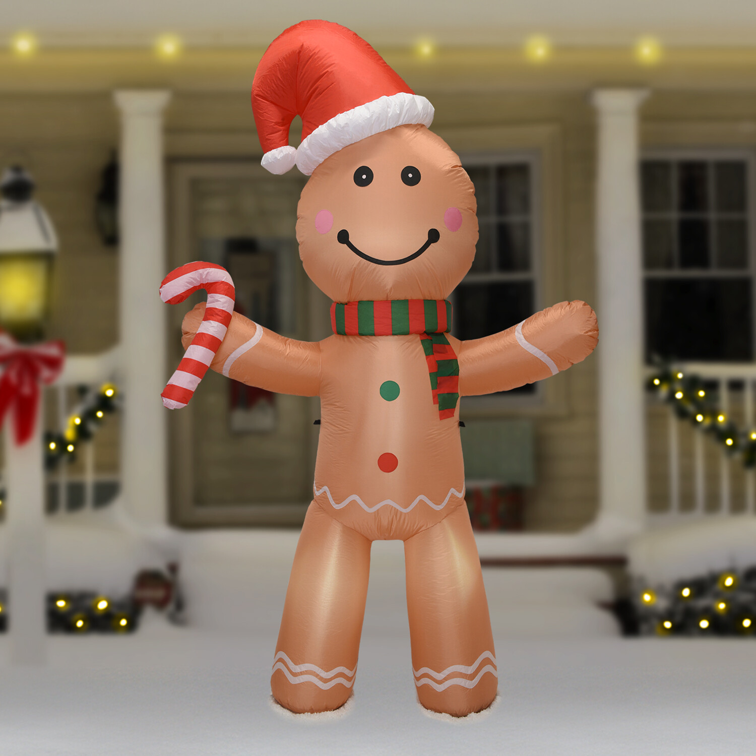 Festive Inflatable Gingerbread Man Brown Image 1