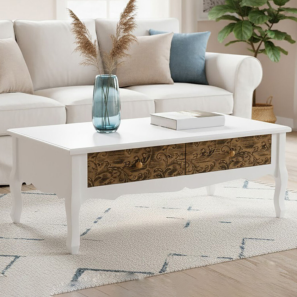 Premier Housewares Bali Embossed Detail Coffee Table Image 1