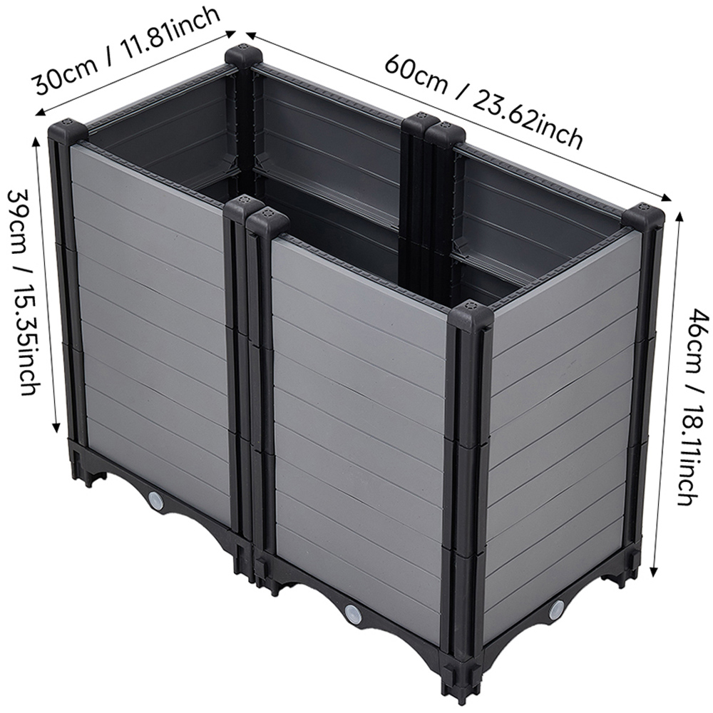 Living and Home Grey and Black Plastic Extra Deep Raised Garden Bed Kit 46 x 60 x 30cm Image 6