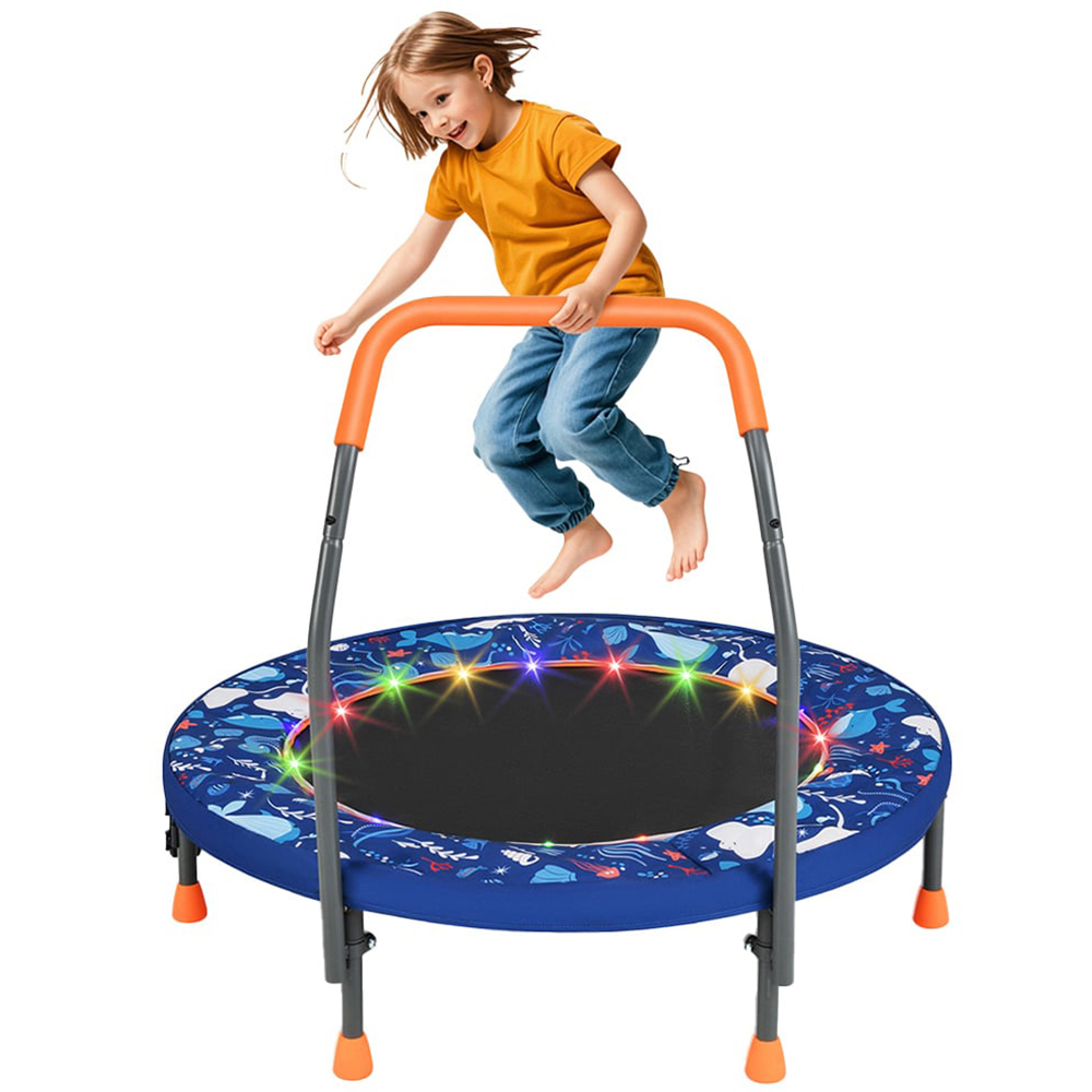 Costway Navy Kids Folding Mini Trampoline Image 3