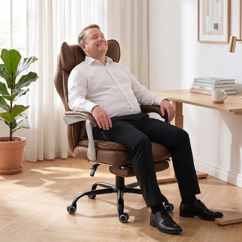 HOMCOM Dark Brown Big and Tall Office Chair with Lumbar Support Image 4
