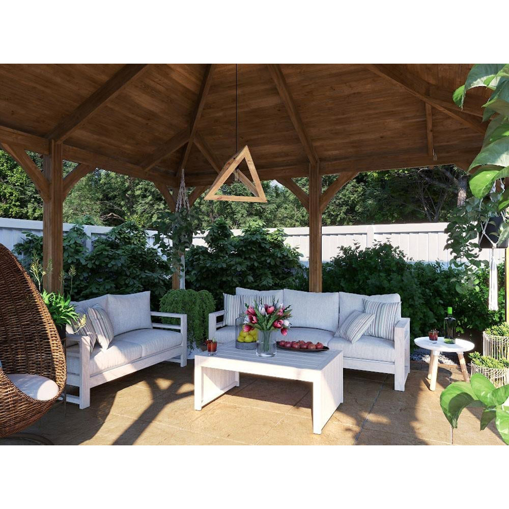 Dunster House Leviathan 4 x 4m Brown Wooden Garden Gazebo with Heavy Duty Roof Shingles Image 4