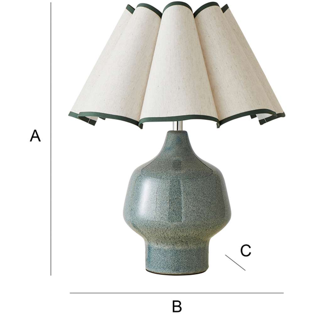 ValueLights Jamie Green and Natural Scallop Shade Ceramic LED Table Lamp Image 7