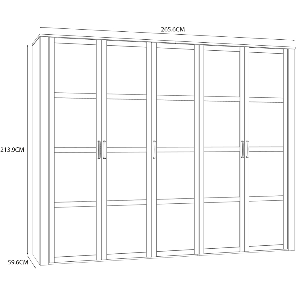 Florence 5 Door Riviera Oak and White Wardrobe Image 8