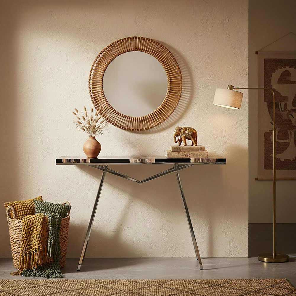 Premier Housewares Relic Black Resin Console Table with Silver Legs Image 3