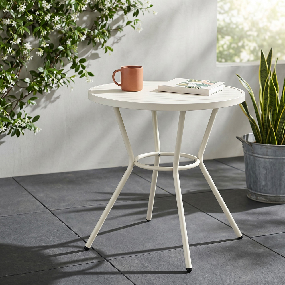 Core Products 2 Seater White Round Plastic Garden Bistro Table Image 4
