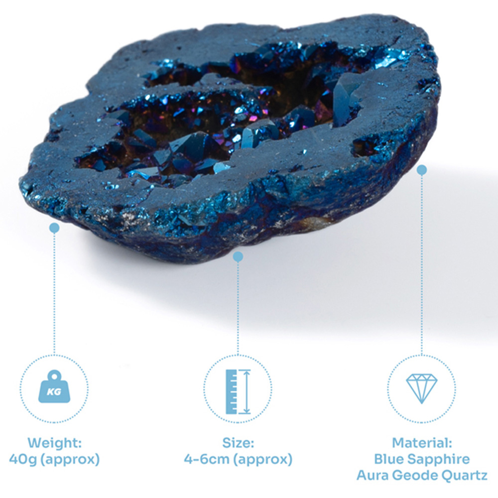 Myga Aura Sapphire Blue Quartz Crystal Geode Image 4