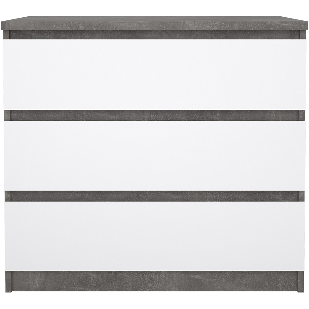 Florence 3 Drawer Concrete and White High Gloss Chest of Drawers Image 3