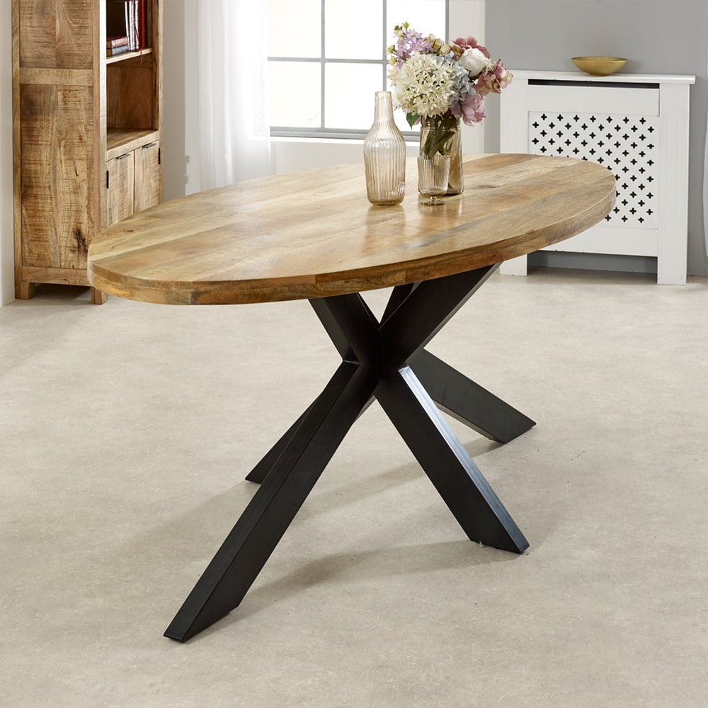 Brooklyn Surrey 6 Seater Solid Wood and Metal Oval Dining Table Image 6